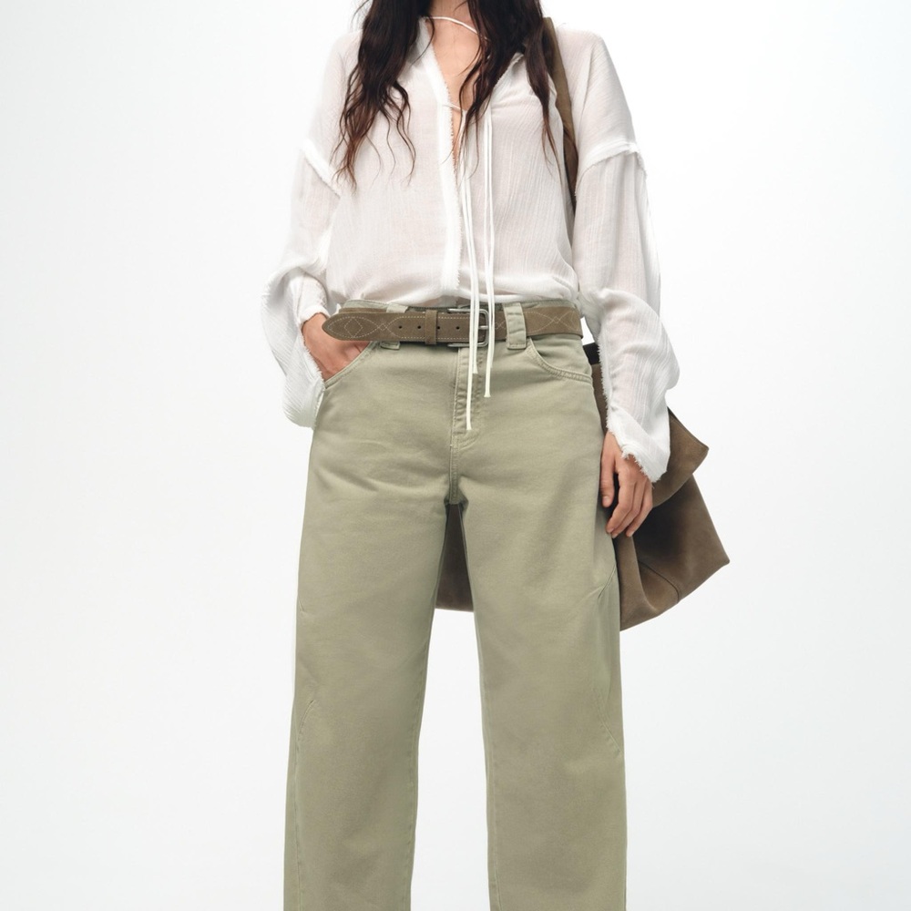Zara cropped barrel leg jeans